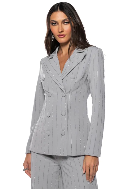 BE ABOUT IT PINSTRIPE BLAZER sold by AKIRA