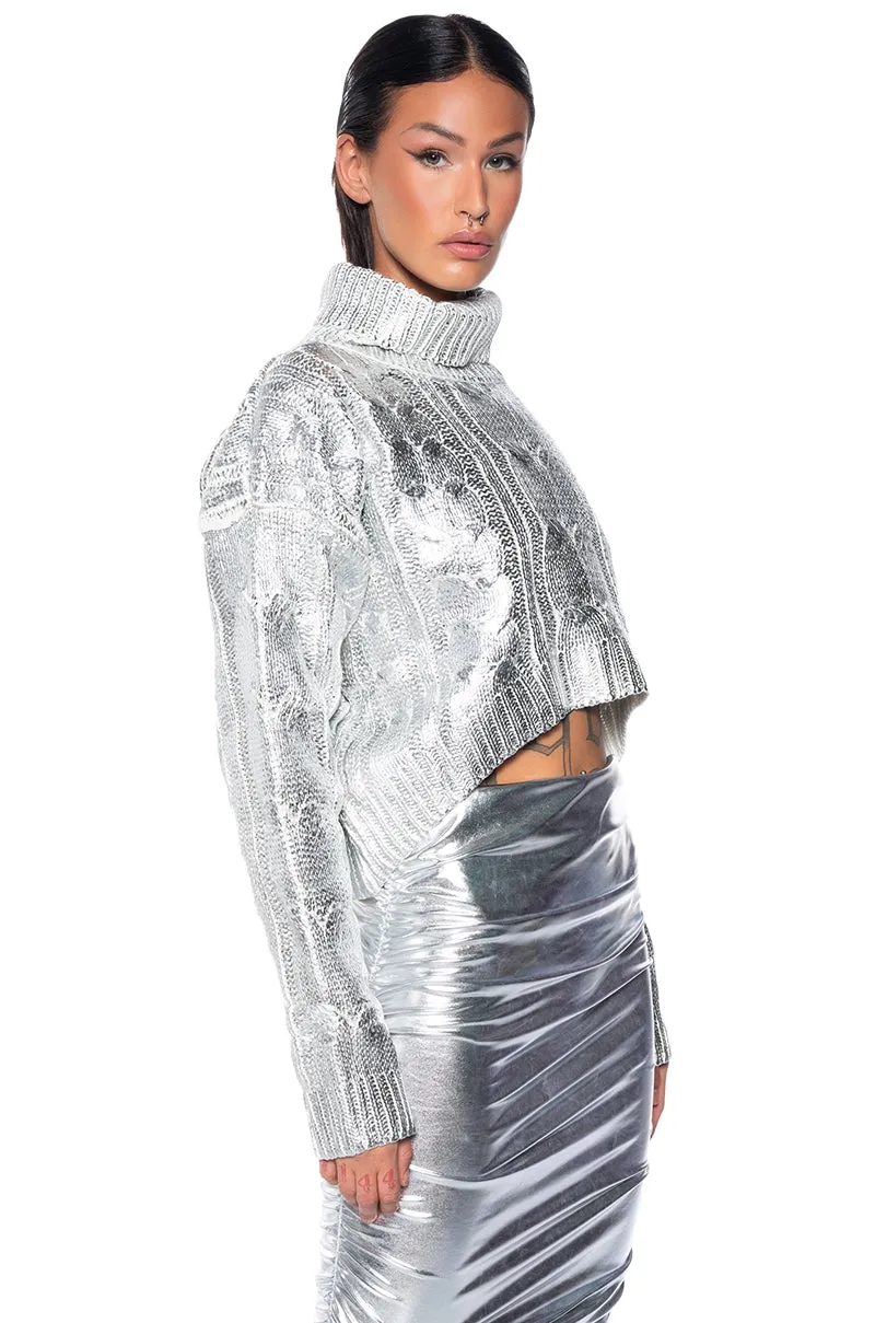 ESME SILVER METALLIC SWEATER sold by AKIRA product image thumbnail 2