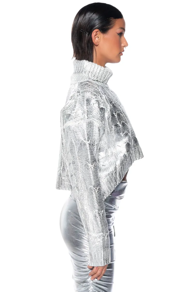 ESME SILVER METALLIC SWEATER sold by AKIRA product image thumbnail 4