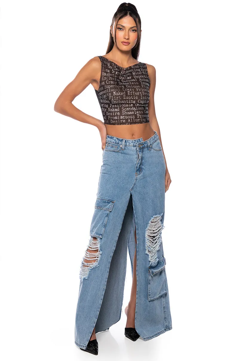 TALK IS CHEAP EMBELLISHED PRINT TANK TOP IN BLACK sold by AKIRA product image thumbnail 2