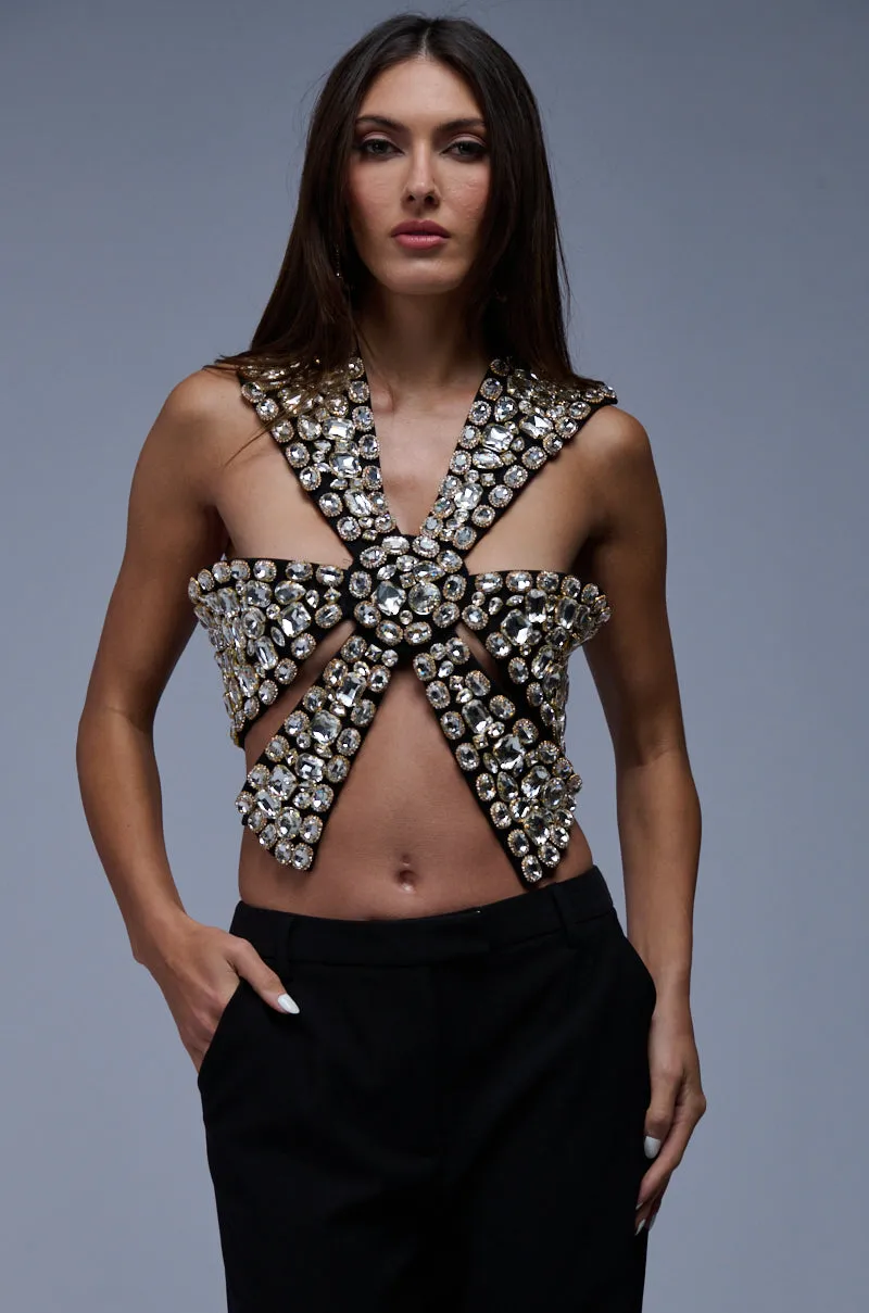 RHINESTONE ENCRUSTED DRAMATIC TOP sold by AKIRA product image thumbnail 3