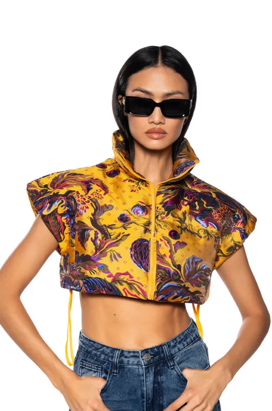 TAPESTRY PUFFER VEST sold by AKIRA