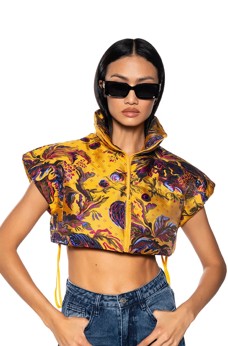 TAPESTRY PUFFER VEST sold by AKIRA