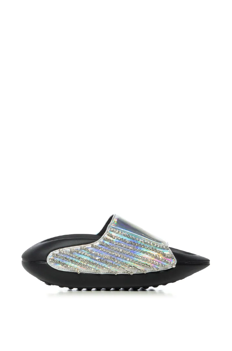 AKIRA BUGGY BLUE METALLIC EMBELLISHED SLIDE sold by AKIRA product image thumbnail 4