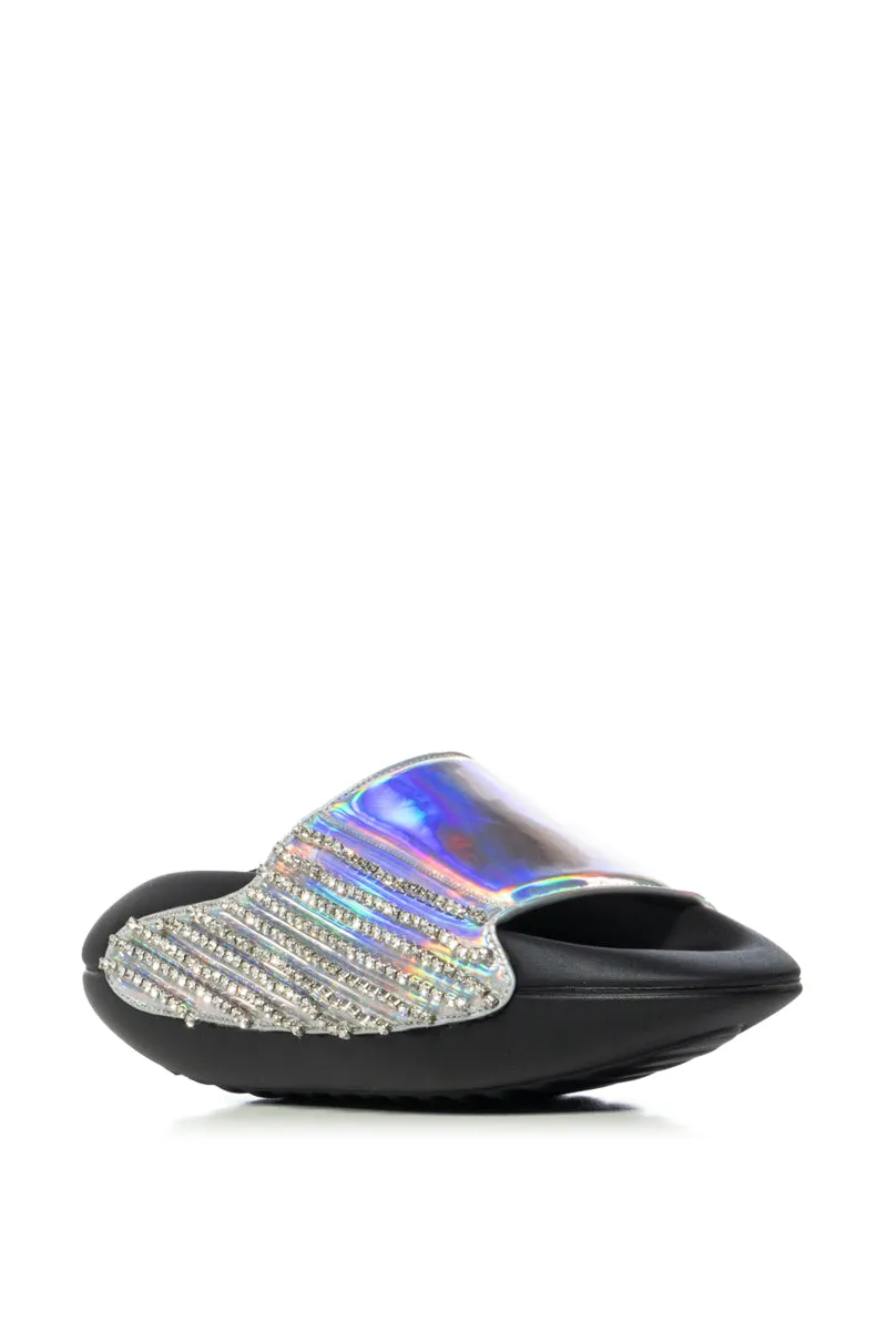 AKIRA BUGGY BLUE METALLIC EMBELLISHED SLIDE sold by AKIRA product image thumbnail 5