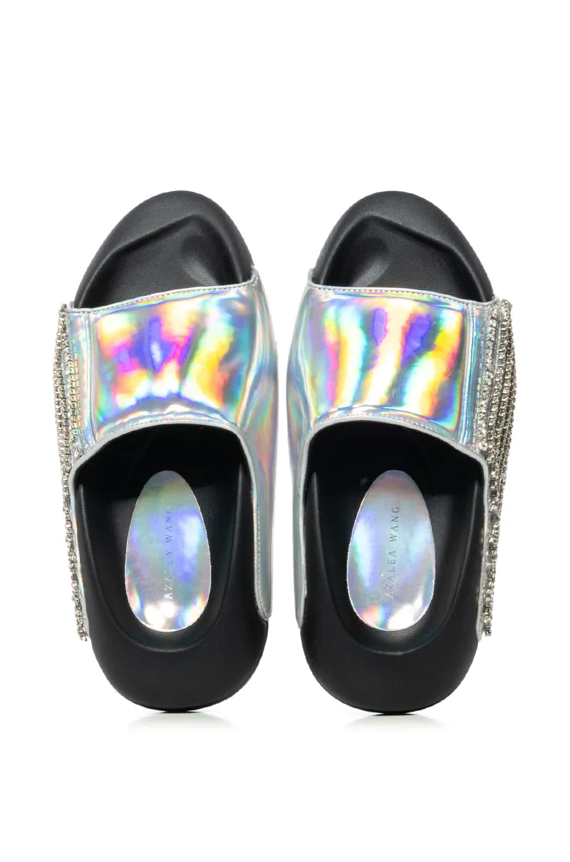 AKIRA BUGGY BLUE METALLIC EMBELLISHED SLIDE sold by AKIRA product image thumbnail 3