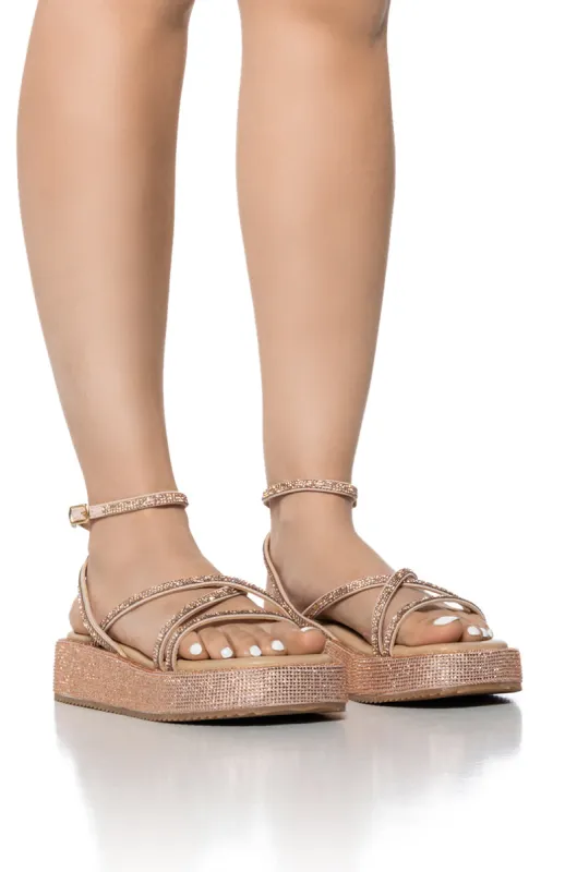 AZALEA WANG DRUSILLA GOLD RHINESTONE SANDAL sold by AKIRA