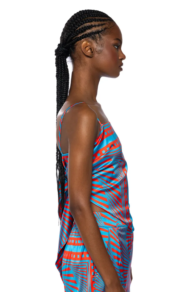 FREYA SATIN PRINTED HANDKERCHIEF TOP sold by AKIRA product image thumbnail 3