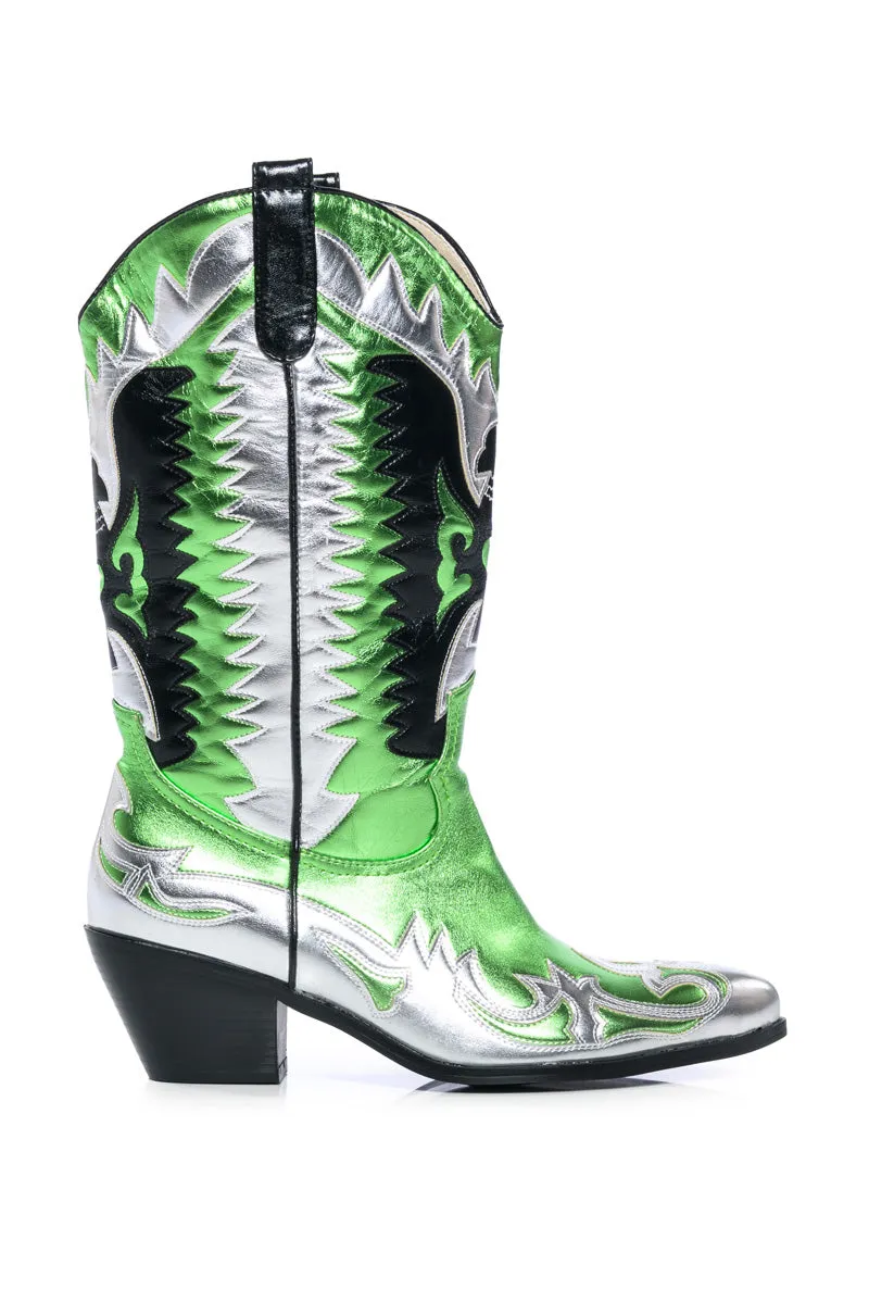 AZALEA WANG WAY METALLIC BOOT IN GREEN sold by AKIRA product image thumbnail 2
