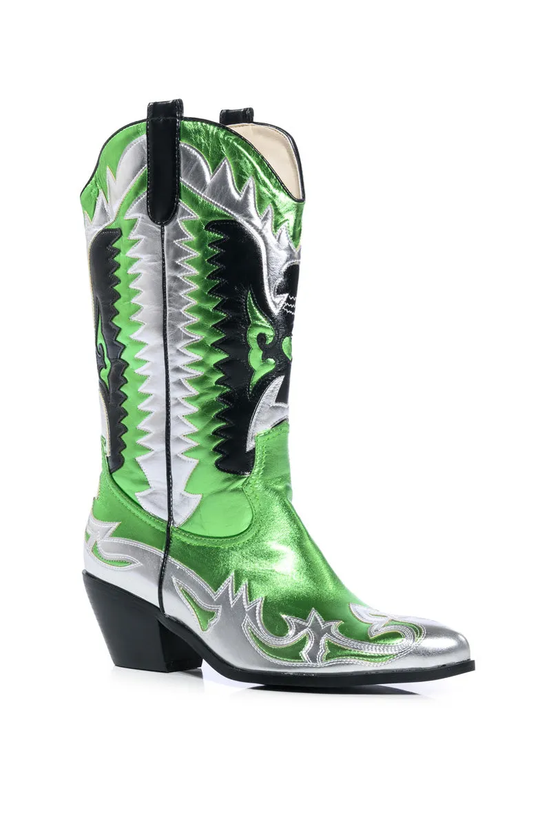 AZALEA WANG WAY METALLIC BOOT IN GREEN sold by AKIRA product image thumbnail 3