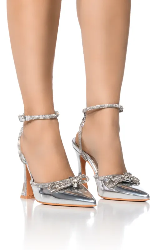 AZALEA WANG TAMIA EMBELLISHED CHUNKY PUMP IN SILVER sold by AKIRA