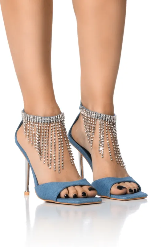 AZALEA WANG ARISTA DENIM STILETTO SANDAL sold by AKIRA