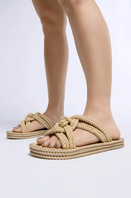 AZALEA WANG ESPEN BEIGE WOVEN SLIP ON SANDAL sold by AKIRA