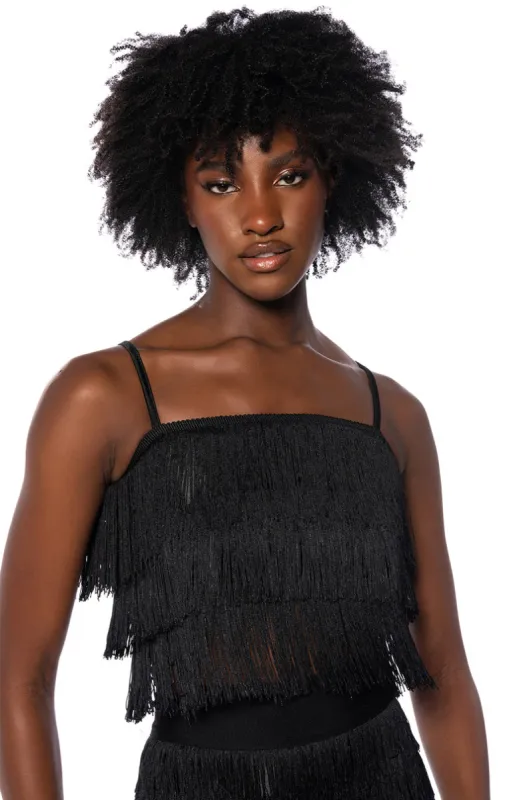 BEST EVER FRINGE TANK TOP IN BLACK sold by AKIRA