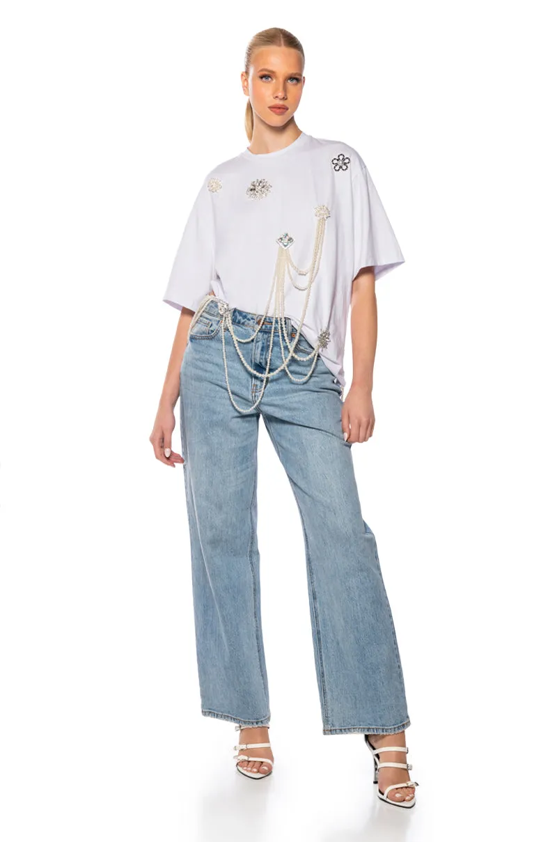 DRIPPING IN JEWELS EMBELLISHED T SHIRT sold by AKIRA product image thumbnail 4