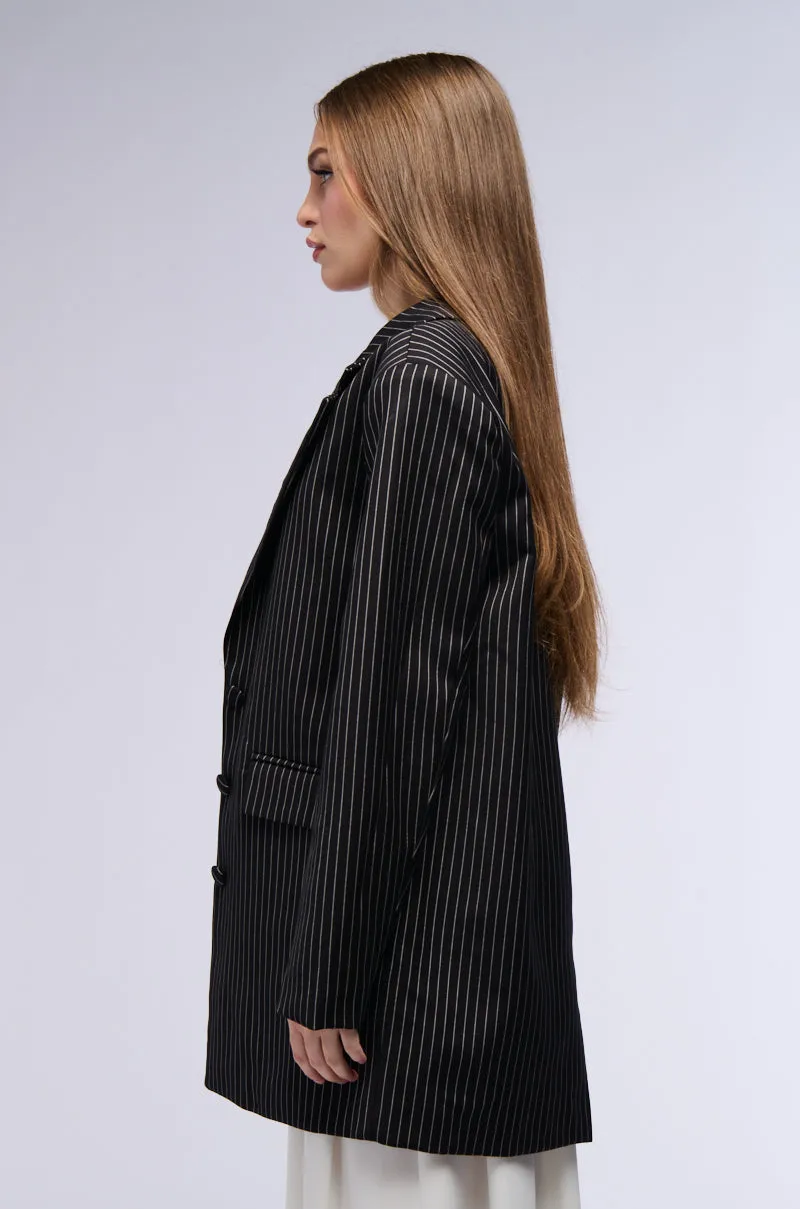 ELLA OVERSIZED PINSTRIPE LONGLINE BLAZER sold by AKIRA product image thumbnail 4