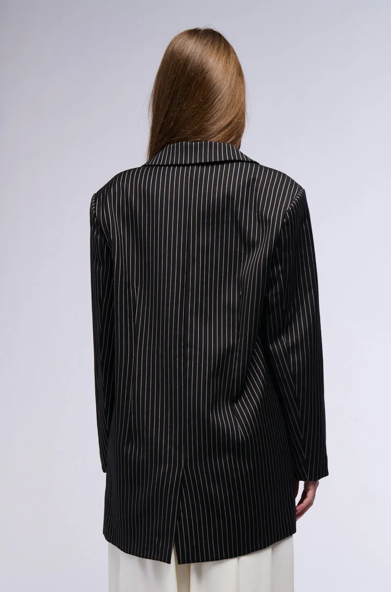 ELLA OVERSIZED PINSTRIPE LONGLINE BLAZER sold by AKIRA product image thumbnail 5
