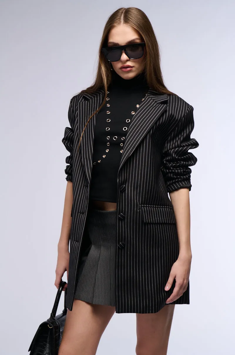 ELLA OVERSIZED PINSTRIPE LONGLINE BLAZER sold by AKIRA product image thumbnail 2