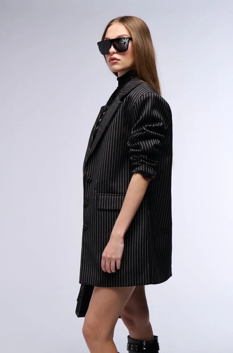 ELLA OVERSIZED PINSTRIPE LONGLINE BLAZER sold by AKIRA product image thumbnail 3