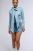 BOW DOWN BISH DENIM LONG SLEEVE TOP sold by AKIRA