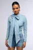 BOW DOWN BISH DENIM LONG SLEEVE TOP sold by AKIRA