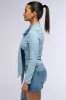 BOW DOWN BISH DENIM LONG SLEEVE TOP sold by AKIRA