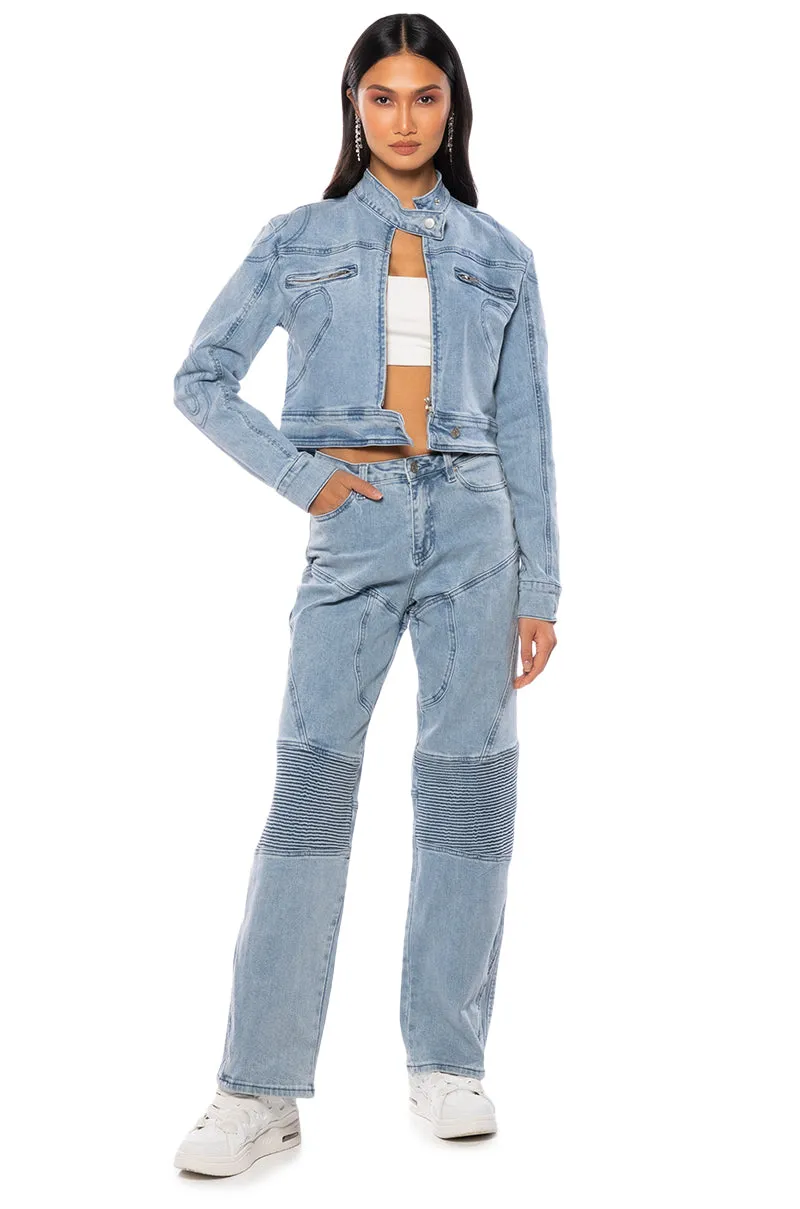 FIRST IMPRESSIONS STRAIGHT LEG MOTO JEANS sold by AKIRA product image thumbnail 3