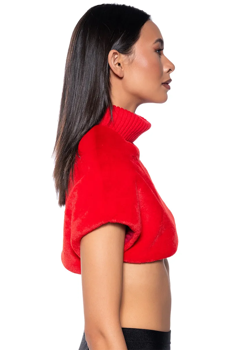 CARISSA MOCK NECK CROPPED FUR SHIRT sold by AKIRA product image thumbnail 3