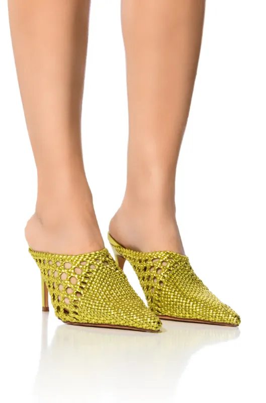 AZALEA WANG MAYLAH GOLD WOVEN DETAIL PUMP sold by AKIRA