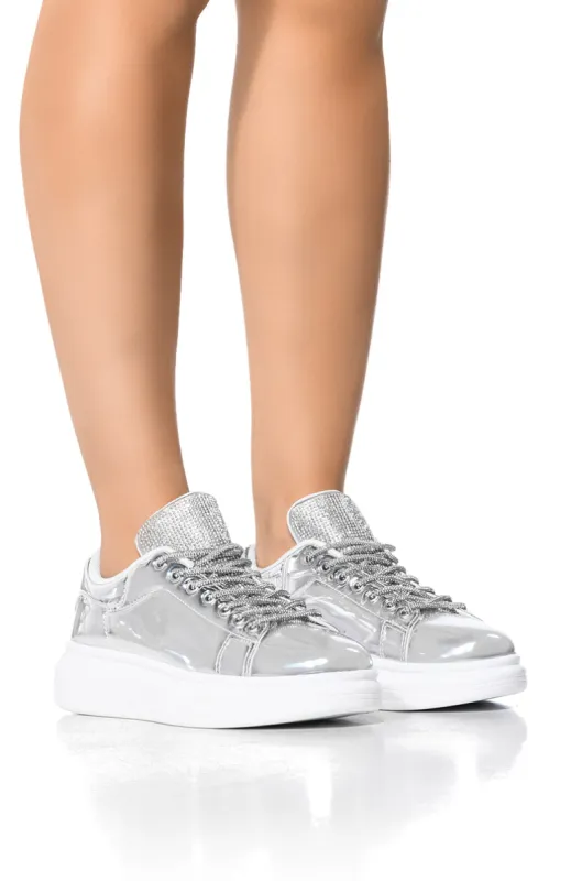 GLEAM TEAM METALLIC SNEAKER IN SILVER sold by AKIRA