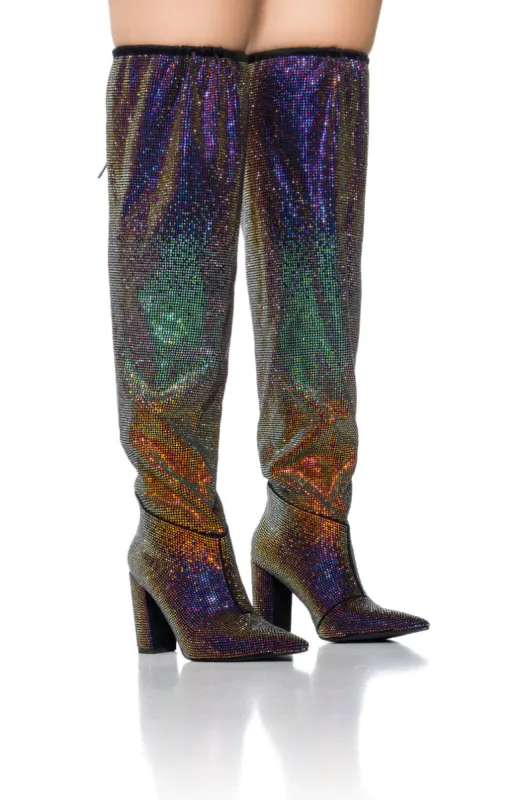 AZALEA WANG CHERISHED MULTI RAINBOW OMBRE EMBELLISHED BOOT sold by AKIRA
