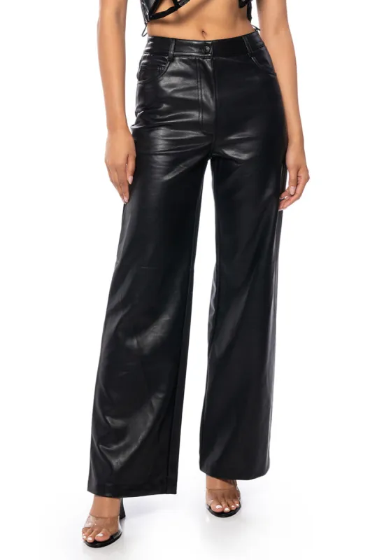 ALICE HIGH RISE FAUX LEATHER WIDE LEG PANTS sold by AKIRA