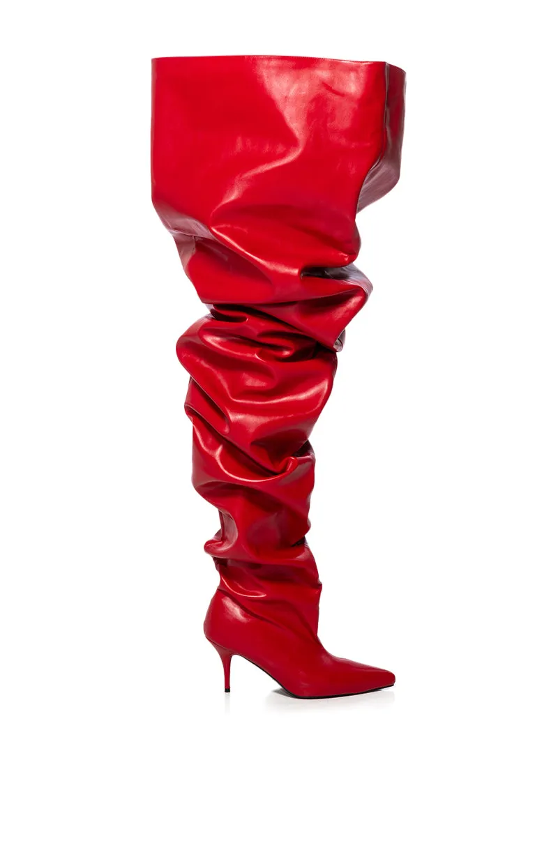 AZALEA WANG NEMY RED KITTEN HEEL THIGH HIGH BOOT sold by AKIRA product image thumbnail 3