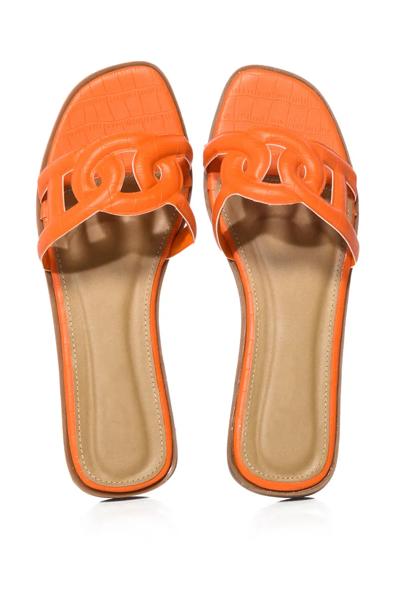 GOOEY BASIC DESIGN SLIP ON FLAT SANDAL IN ORANGE sold by AKIRA product image thumbnail 2