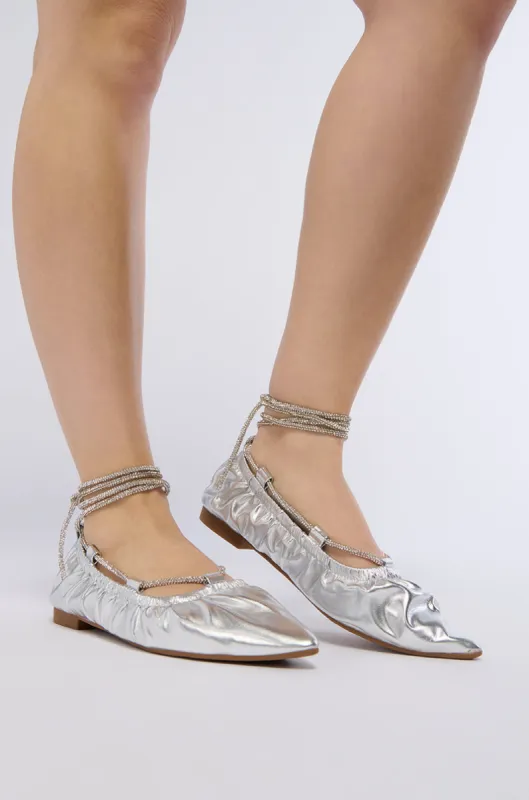AZALEA WANG BENICIO SILVER BALLET FLAT sold by AKIRA