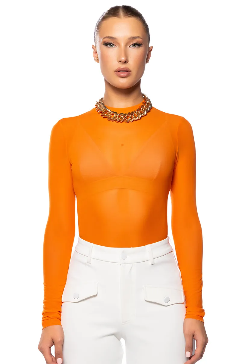 PAXTON SEXY SINGLE MESH LONG SLEEVE BODYSUIT sold by AKIRA product image thumbnail 2