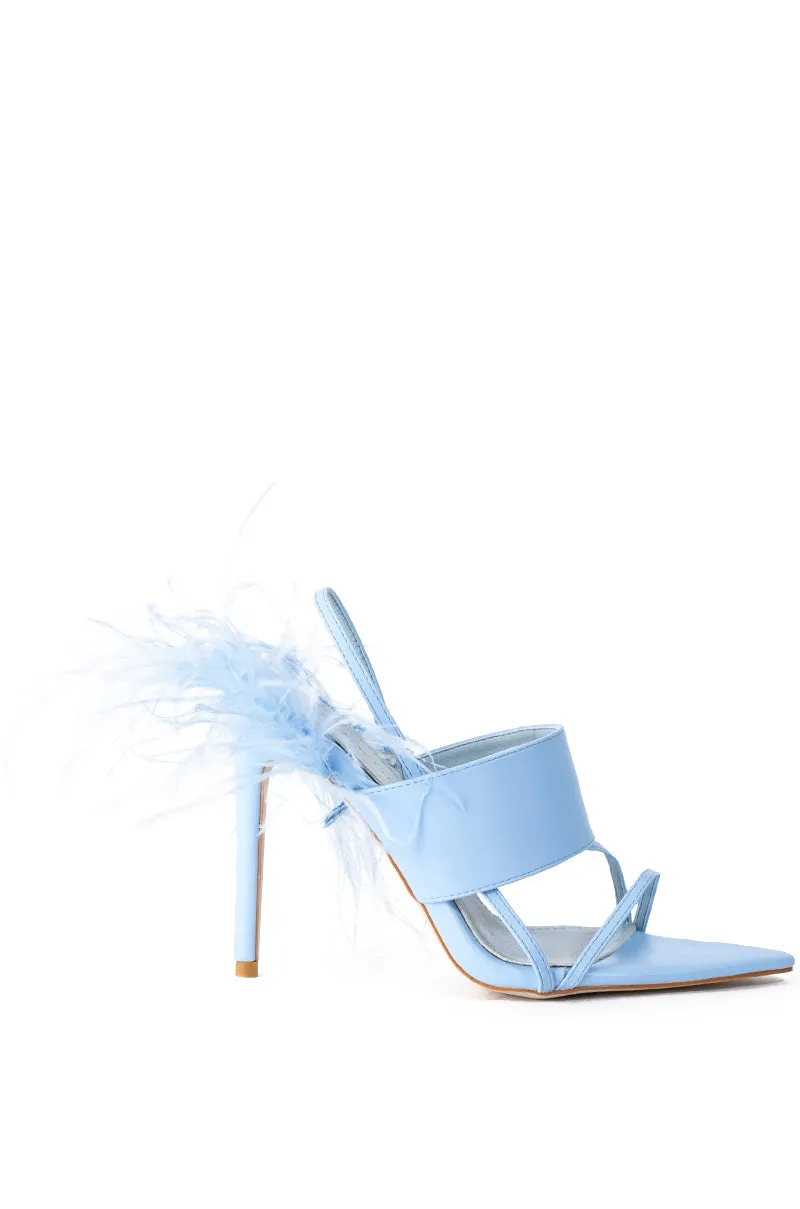 AZALEA WANG CHICK FEATHER DECOR POINTED TOE SANDAL IN BLUE sold by AKIRA product image thumbnail 2