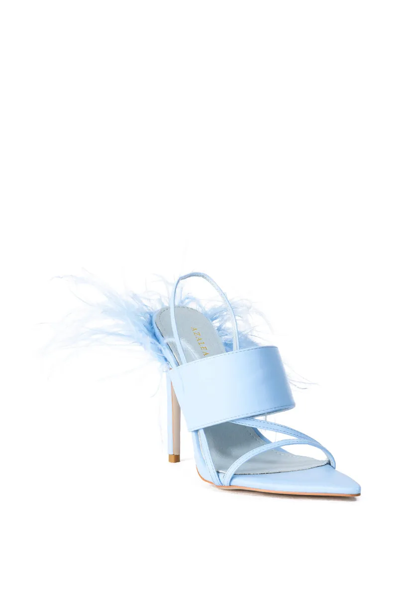 AZALEA WANG CHICK FEATHER DECOR POINTED TOE SANDAL IN BLUE sold by AKIRA product image thumbnail 3