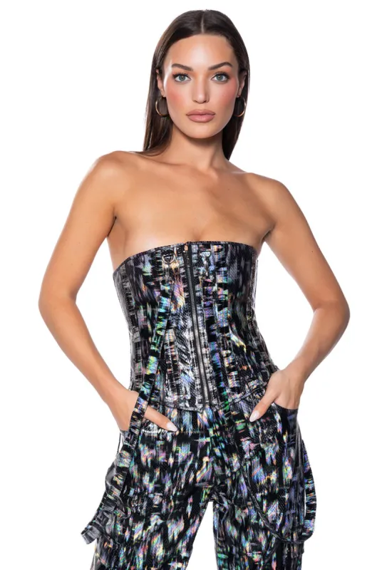 ENVISION ME CORSET TOP IN BLACK sold by AKIRA