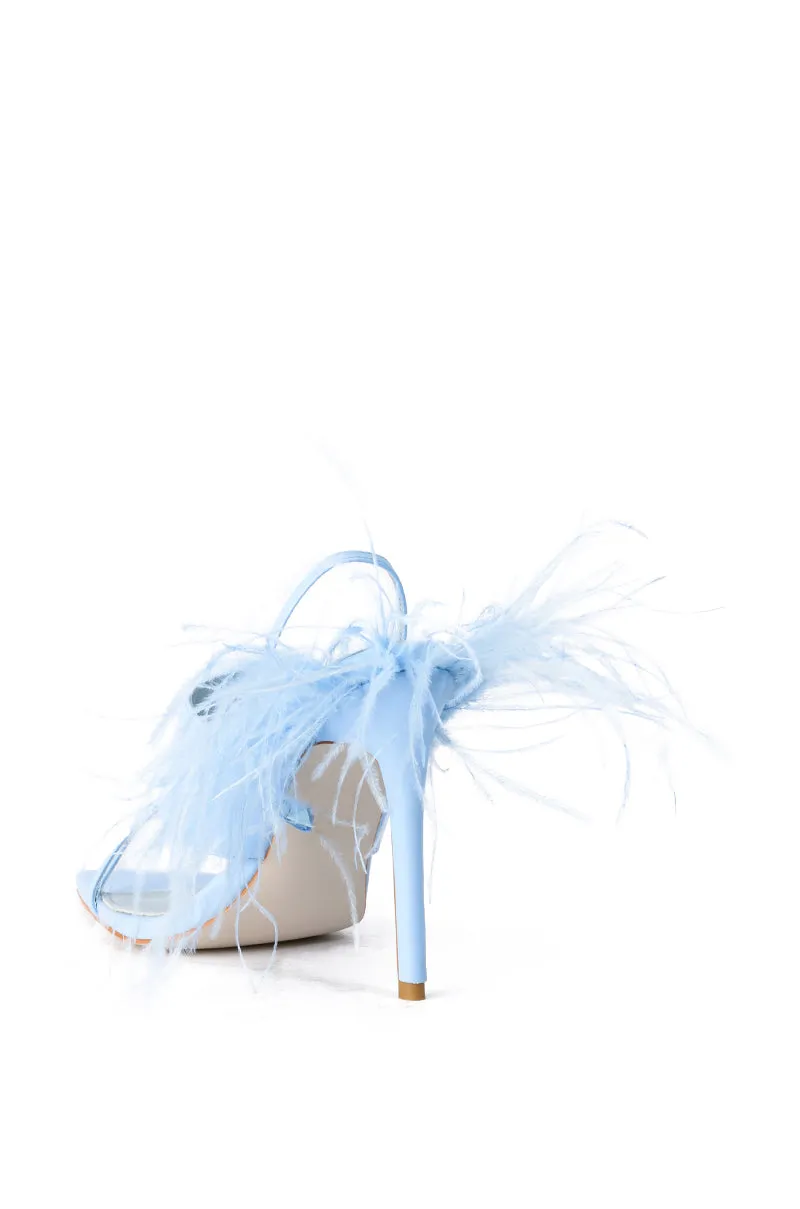 AZALEA WANG CHICK FEATHER DECOR POINTED TOE SANDAL IN BLUE sold by AKIRA product image thumbnail 4