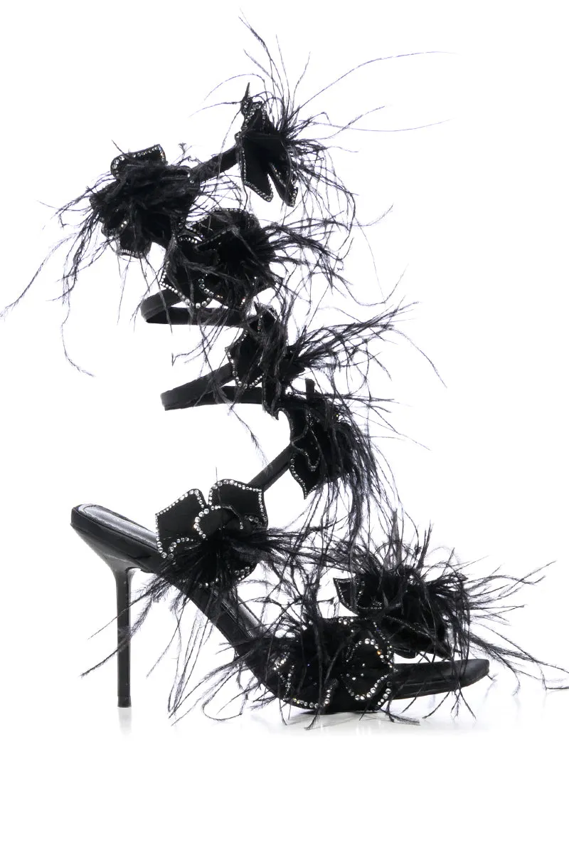 AZALEA WANG JAYLENE BLACK FLOWER EMBELLISHED COIL SANDAL sold by AKIRA product image thumbnail 2