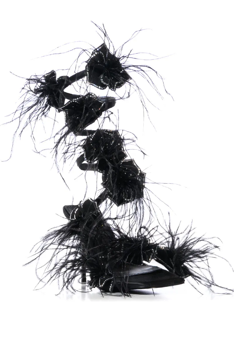 AZALEA WANG JAYLENE BLACK FLOWER EMBELLISHED COIL SANDAL sold by AKIRA product image thumbnail 3