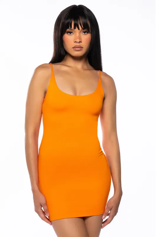 REYLA MINI BODYCON DRESS IN ORANGE sold by AKIRA