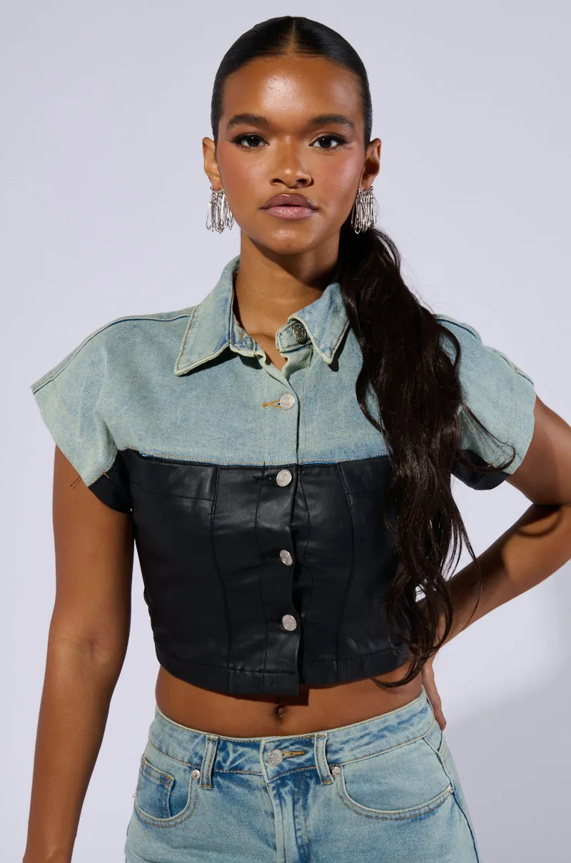 YOU GIVE ME BUTTON DOWN TOP sold by AKIRA product image thumbnail 2