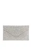 PEONY SILVER RHINESTONE EMBELLISHED CLUTCH sold by AKIRA