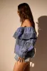 OFF SHOULDER PATCHWORK DENIM JACKET sold by AKIRA