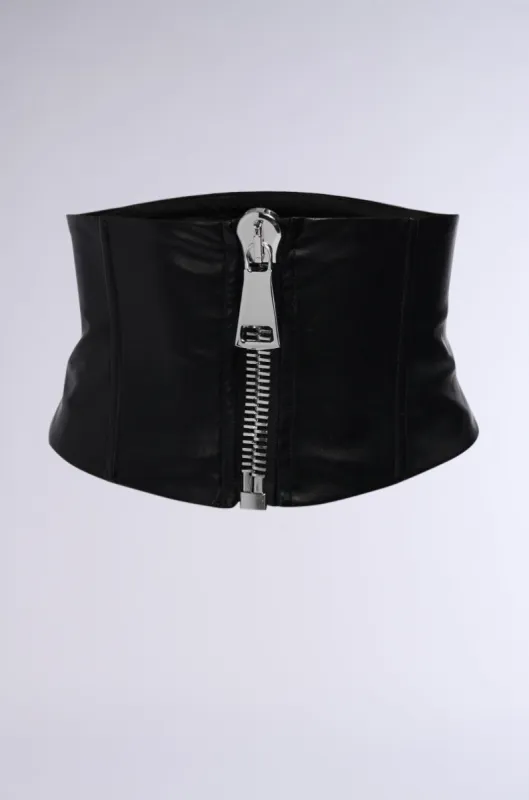 ZIP ME FAUX LEATHER BELT sold by AKIRA