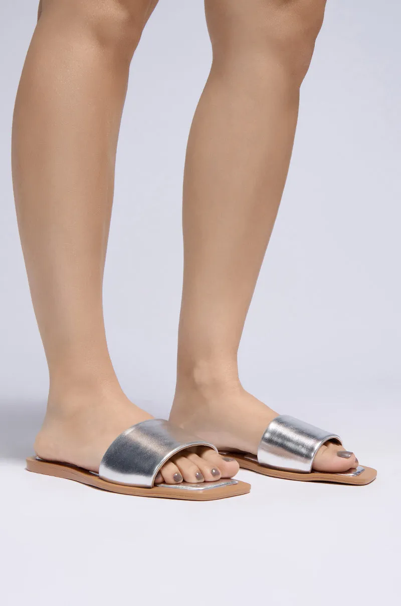AZALEA WANG CELESTIN SILVER FLAT SANDAL sold by AKIRA