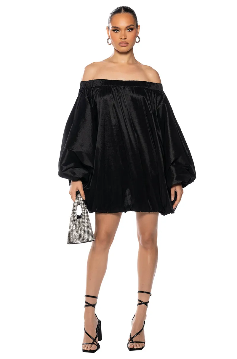 ALL BY MYSELF LONG SLEEVE FLOWY MINI DRESS IN BLACK sold by AKIRA product image thumbnail 3