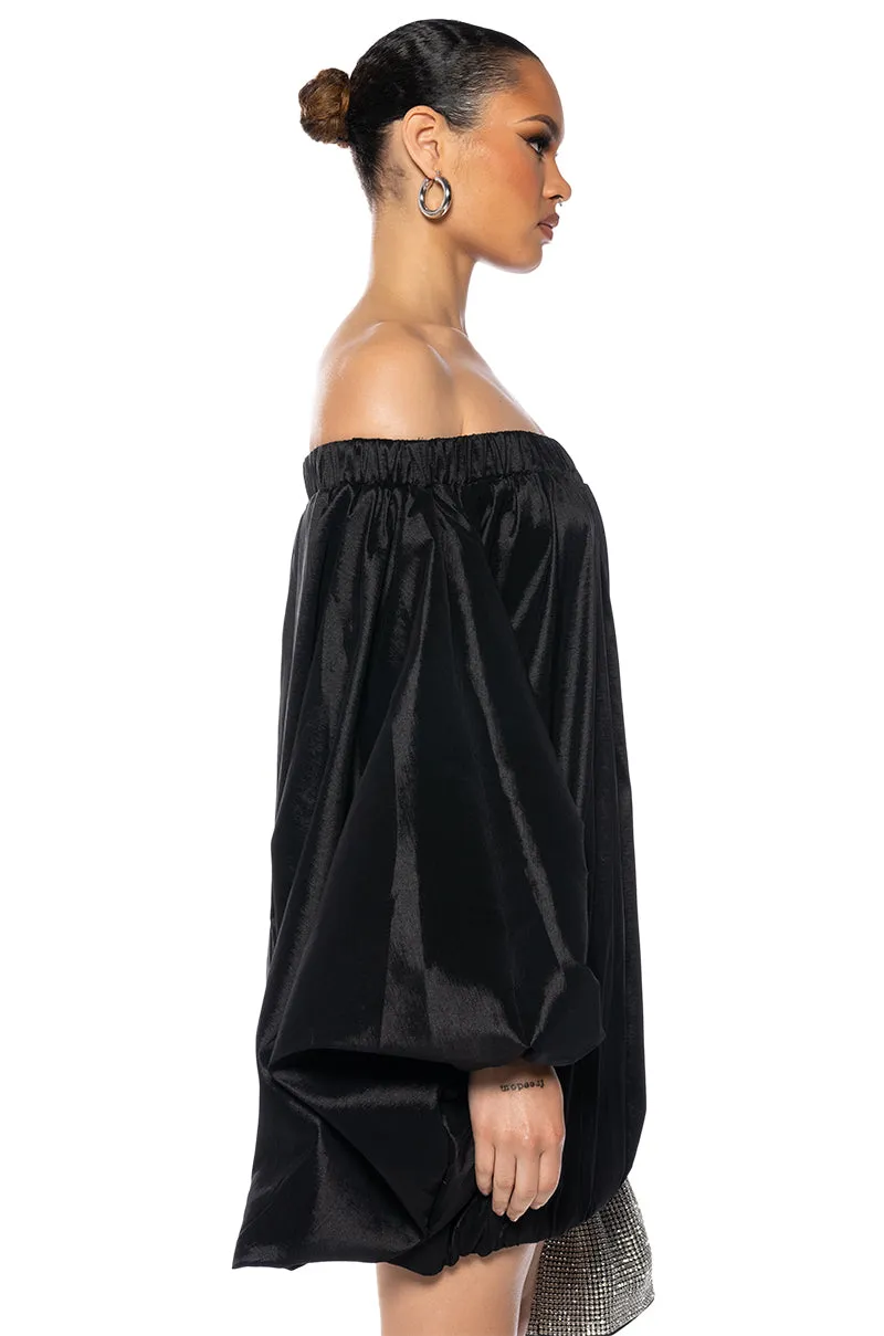 ALL BY MYSELF LONG SLEEVE FLOWY MINI DRESS IN BLACK sold by AKIRA product image thumbnail 4